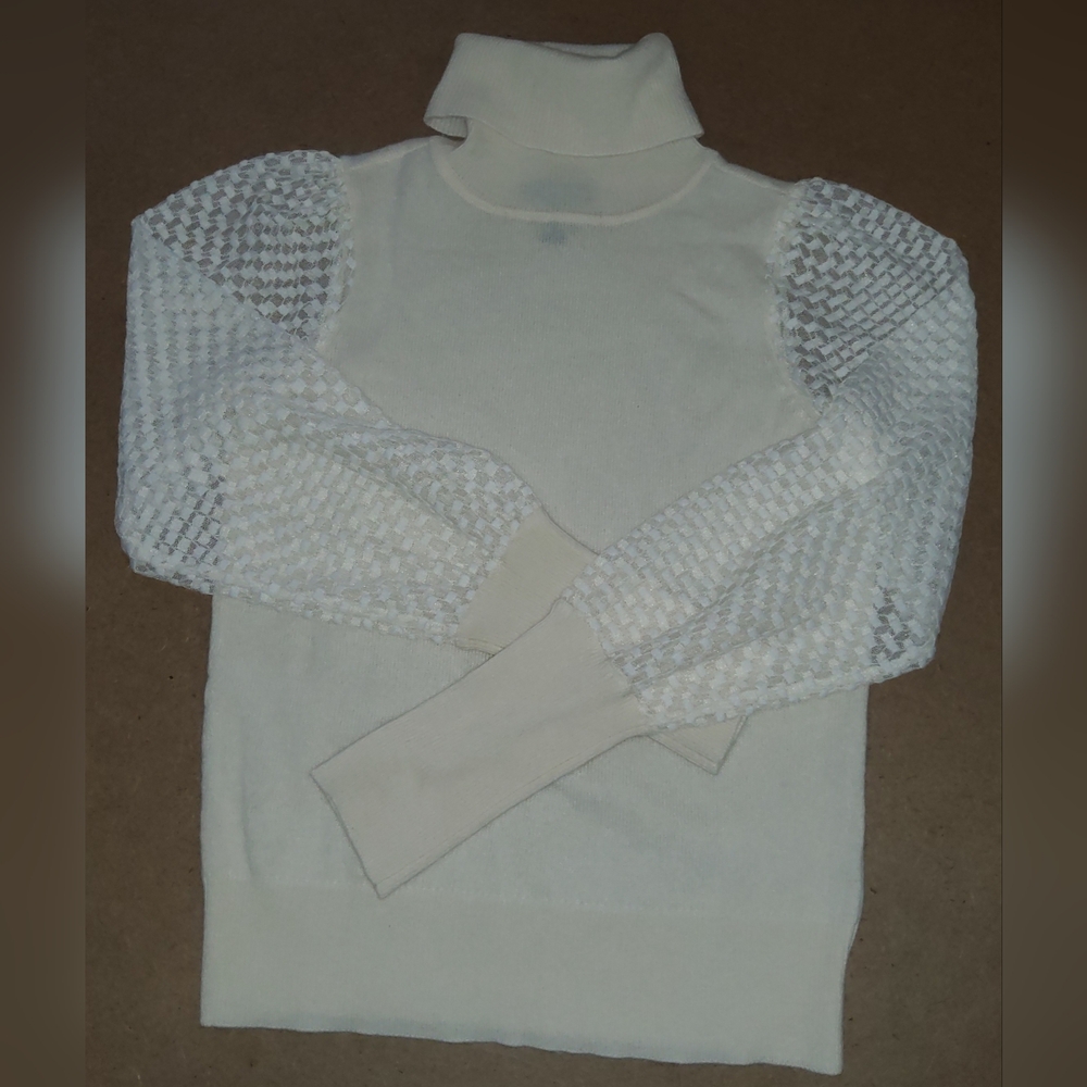 Aqua Cream Turtleneck Sweater